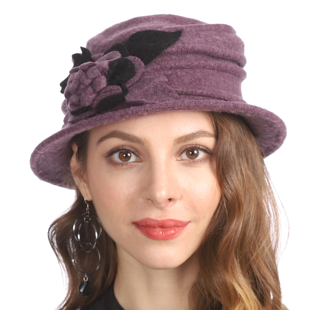 Warm Woman Hats - Elegant 100% Wool Bucket Cloche Hat display picture 1