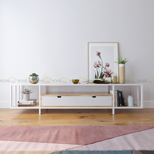 Modern Luxury and Minimalist 2-Compartment Wooden <b>Block</b> TV Stand Electric LED Console for Home Furniture KTV68024 - Product Image 4