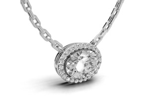 Pendentif halo en diamant ovale de 0,676 carat cultivé en laboratoire, collier de 15 diamants, or jaune, or rose, plaqué or 9K, 14K, 18K, luxe - Product Image 4