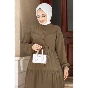 Vestido con cinturón túnel marrón - Product Image 2