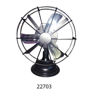พัดลมตั้งโต๊ะพร้อมใบพัดหนังสีดำพัดลมวินเทจสำหรับตกแต่งบ้านดีไซน์ใหม่ล่าสุด - Product Image 4