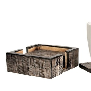 Sous-verres en corne de buffle naturelle de qualité supérieure, ensemble de sous-verres polis en noyer, sous-verres - Product Image 5