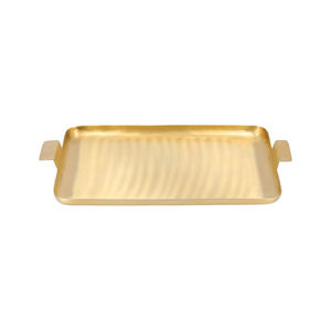 Bandeja de Servicio de Metal con Diseño en Relieve y Asa Floral, Forma Rectangular, para Servir Aperitivos, para el Hogar, Hotel, Suministros - Product Image 2