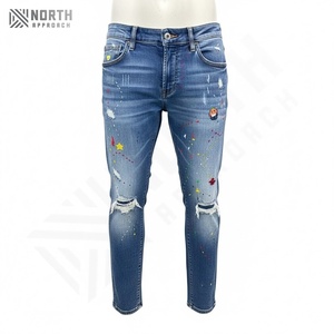 Pantalones Vaqueros de Hombre de Nuevo Estilo, Hechos de Poliéster y Algodón, Pantalones Vaqueros de Cintura Alta para Hombre, Transpirables y Cómodos - Product Image 1
