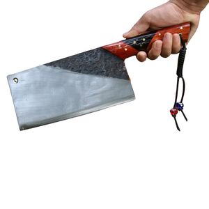 Couteau de chef artisanal de haute qualité en acier au carbone, lame fixe lourde, longueur de la lame de 7,5 pouces, manche en bois, ambidextre, couleur personnalisable - Product Image 1