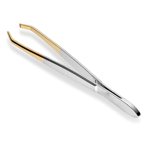 Pinzas de Punta Inclinada Doradas, Pinzas de Acero Metálico de Alta Calidad para Depilar, Pinzas para Depilación con Hilo para Belleza - Product Image 1