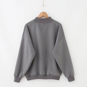 Custom Logo Winter/Autumn New Women Reversible Mock Neck <b>Long</b> Sleeve Fleece Front High Quality Oversized Pullover <b>Sweatshirt</b> - Product Image 5