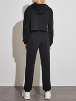 Ensemble 2 pièces de survêtements de sport personnalisés de haute qualité pour femmes, respirant, avec sweat à capuche et pantalon de jogging ample pour les entraînements d'hiver