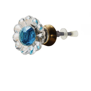 Vente chaude foncé Turquoise cristal fleur boutons armoire industrielle tiroir poignée tire pour commode chambre garde-robe extérieure - Product Image 2