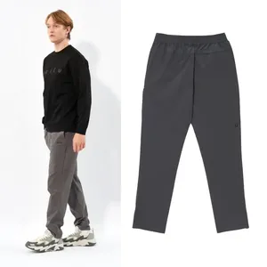 Ville pantalons décontractés pour hommes minimaliste coupe ample droite taille élastique taille moyenne respirant 90% coton/10% Spandex tricoté pour - Product Image 2