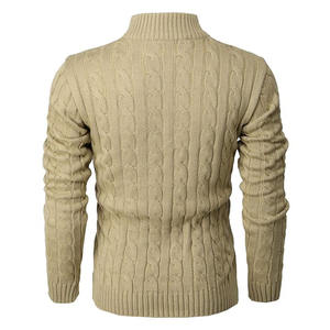 Pull-over décontracté coupe régulière pour hommes Pull à manches longues en tissu tricoté avec col zippé Poids moyen 1/4 Demi-fermeture éclair Imprimé printemps personnalisé - Product Image 2