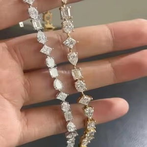 Bracelet en diamant Moissanite ovale en or jaune 18 carats avec émeraude et poire véritable bijoux naturels personnalisés pour femmes - Product Image 2