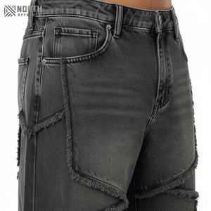 กางเกงขาสั้นผ้ายีนส์สำหรับผู้ชายกางเกงขาสั้นผ้ายีนส์แบบขาดเชือกผูกเอวสไตล์สตรีทสำหรับงานตามสั่ง - Product Image 4