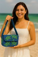 Sac à bandoulière en perles de verre fait main MS Handicraft, motif tortue marine, pochette animaux marins, forme et couleur personnalisables, modèle certifié