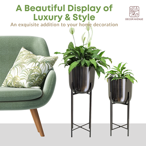 Support de jardinières moderne en métal noir et or Design décoratif Home Office Garden Living Room Bedroom Kit Inclut Flower/Plant Pot - Product Image 4