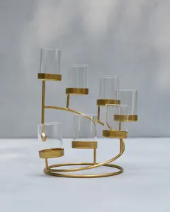 Unique Design Brass <b>Tealight</b> <b>Candle</b> Holder with Multiple Holders for Festive Celebrations for Export Price - Product Image 2