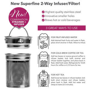 Ekocian Bouteille d'eau en verre avec infuseur à thé Gobelet de voyage à double paroi en borosilicate avec couvercle en bambou <span class=keywords><strong>Navaris</strong></span> - Product Image 2