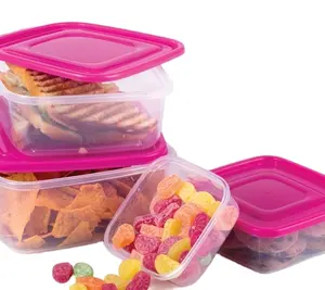 Kotak Penyimpanan Makanan Persegi Plastik 400 Ml, Kotak Penyimpanan Kulkas Makanan Kaca Kelas Makanan Wadah Medium