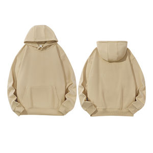 Jersey de gran tamaño para hombre, Sudadera con capucha de algodón y poliéster, cuello con capucha, bolsillo negro sólido, Invierno - Product Image 2