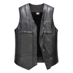 Gilet en cuir pour homme, grande taille, tendance, sans manches, respirant, imperméable, coupe-vent, avec design personnalisable - Product Image 3