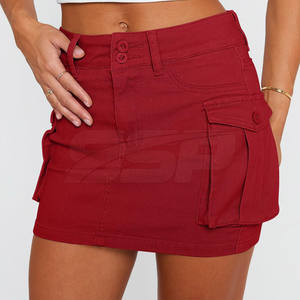 Faldas Vaqueras Casuales de Algodón 100% Transpirable de Alta Calidad al por Mayor para Mujer, Falda Mini de Cintura Natural, Color Sólido Personalizado - Product Image 2