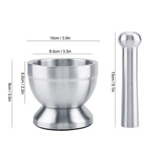 Mortier et pilon en aluminium classique et unique avec finition de couleur argent et mortier et pilon en aluminium poli brillant - Product Image 4