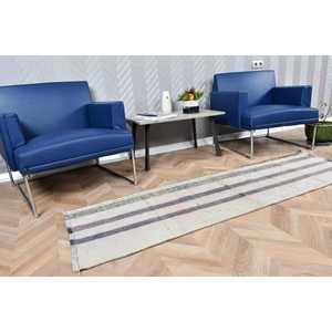 พรมวินเทจสไตล์ตุรกี ขนาด 1.9x6.5 ฟุต (59x198 ซม.) พรมคิลิมสีขาวล้วน - Product Image 3