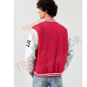 Chaqueta Universitaria al por Mayor para Hombre, Cuello de Béisbol de Alta Calidad, Diseño Gráfico con Letras y Ribete a Rayas - Product Image 6