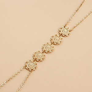 เครื่องประดับโซ่ประดับจี้ทรงกลมลายดอกไม้สดใสสำหรับผู้หญิงชุบทอง - Product Image 2