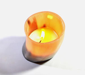 Porte-bougie en corne naturelle translucide artisanal de luxe, bougeoir pour bougie chauffe-plat avec une lumière ambrée unique, élégant et décoratif, buffle - Product Image 3