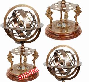 Vintage Brass Armillary Sphere Globe for Desk Handmade Armillary Globe With Compass for Garden Accessories for Home Decor - Product Image 1