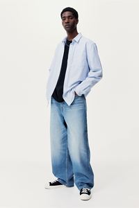 กางเกงยีนส์ผ้าฝ้ายสีฟ้าสำหรับผู้ชาย, กางเกงยีนส์ขาโค้งมนคุณภาพระดับพรีเมียมกางเกงทรงหลวม - Product Image 6