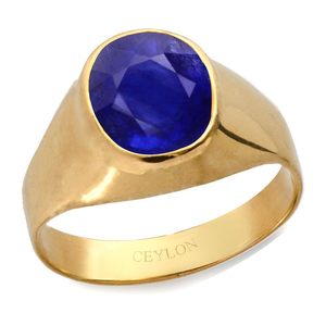 Anillo Panchdhatu con Zafiro Azul de Ceilán Neelam de 3.9 quilates o 4.25 ratti y Diamante de Corte Ovalado para Uso Diario - Product Image 1