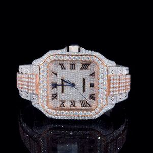 VVS Diamond ETA Automatic Mechanical Movement Retro Fashion 25MM Rose & White Tone Luxury Stainless Steel Limited Edition <b>Watch</b> - Product Image 3