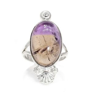 แหวนนิรันดร์โบโฮสไตล์คลาสสิกสีเงินสเตอร์ลิง925พร้อมพลอยอเมตินในการตั้งค่าแบบหนามเตย - Product Image 5