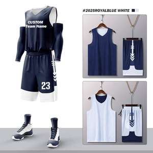 Maillot de basket-ball réversible personnalisé avec numéros et logo, en maille de polyester, en sergé, ensembles d'uniformes de basket-ball réversibles pour hommes 2025 - Product Image 2