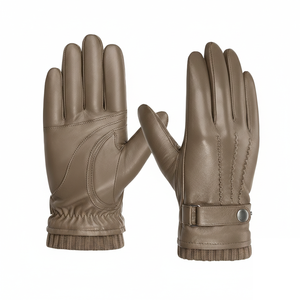 ถุงมือหนังแกะฤดูหนาวสำหรับผู้ชาย สไตล์เกาหลี คุณภาพสูง บุด้วยขนแกะ ถุงมือขับรถ กันลม ถุงมือฤดูหนาวแบบเต็มนิ้ว - Product Image 5