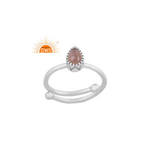 Anillo apilable de piedra lunar de Chocolate Natural de plata de ley fina superventas, fabricante de joyería personalizada - Product Image 1