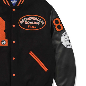 Chaqueta Varsity de Invierno con Cuello Alto, Parches de Chenilla y Mangas de Cuero, Hecha a Medida, Cuerpo de Lana de Alta Calidad, Logotipo Frontal, Aspecto Premium - Product Image 2