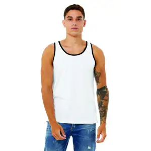 Airlume-Camiseta sin mangas Unisex, Camiseta de algodón peinado y anillo, 32 onzas, color blanco/Negro, 100%