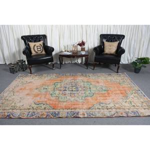 Tapis turc de grande surface classique vert orange 5.3 X 9.6ft laine Latex support motif abstrait forme rectangle pour tapis de salon - Product Image 3