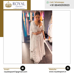 Ropa étnica india de calidad superior, ropa de boda y fiesta, Georgette blanca, espejo Real y bordado, trabajo Lehenga Choli - Product Image 2