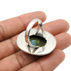 Extreme Look 925 Sterling Silver Natural Turquoise Gemstone Oval Shape <b>Large</b> <b>Stone</b> <b>Ring</b> Bohemian Jewelry Wholesale Factory Price - Product Image 6