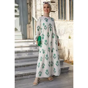 TOFISA TREE PATTERNED LONG SLEEVED ELASTIC SLEEVES STYLISH AND COMFORTABLE SUMMER HIJAB WOMEN'S DRESS