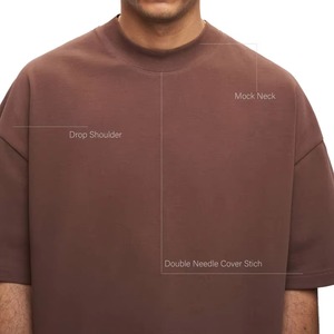 Venta al por mayor de camisetas personalizadas para hombres Dtg, camisa recortada de gran tamaño de 250GSM de algodón orgánico en caja con hombros caídos, camisetas en blanco para hombres - Product Image 3