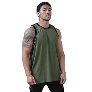 Débardeur surdimensionné noir délavé à l'acide personnalisé pour hommes 95% coton 5% débardeur ras-du-cou en spandex sérigraphie - Product Image 2