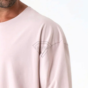 Camiseta 100% de algodón hecha a medida para hombre, camiseta de tallas grandes, calidad de lujo, cuello redondo, ropa de calle con hombros caídos en blanco, camiseta de gran tamaño para hombre - Product Image 5