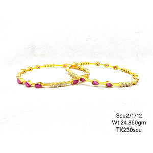 กำไลที่สวยงาม925เงินสเตอร์ลิงลูกบาศก์เซอร์คอนสร้อยข้อมือชุบทอง21.43 GMS กำไลเงินคุณภาพสูง $ เรา89/คู่ - Product Image 5