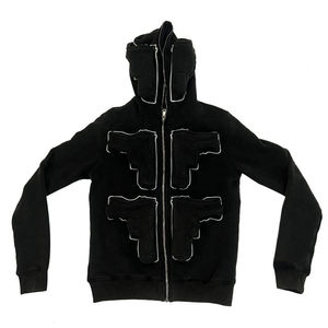 Venta caliente logotipo personalizado Rhinestone Full Zip Hoodie Rhinestone Full Zip up Hoodies Hombres 100% Algodón - Product Image 6