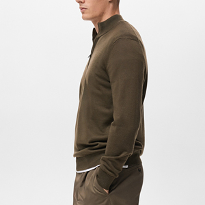 Suéter Personalizado de Estilo Hip Hop con Cierre de Cremallera de Cuarto, Cuello Alto, Corte Holgado para Hombre, Logotipo Bordado Personalizado, Suéter Grueso - Product Image 2